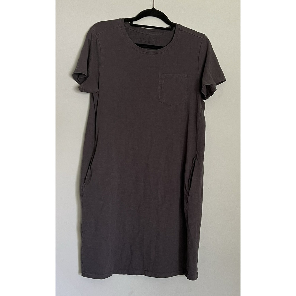 Pact Organic Cotton T-shirt Dress L Grey Casual Sustainable Eco Classic Pockets